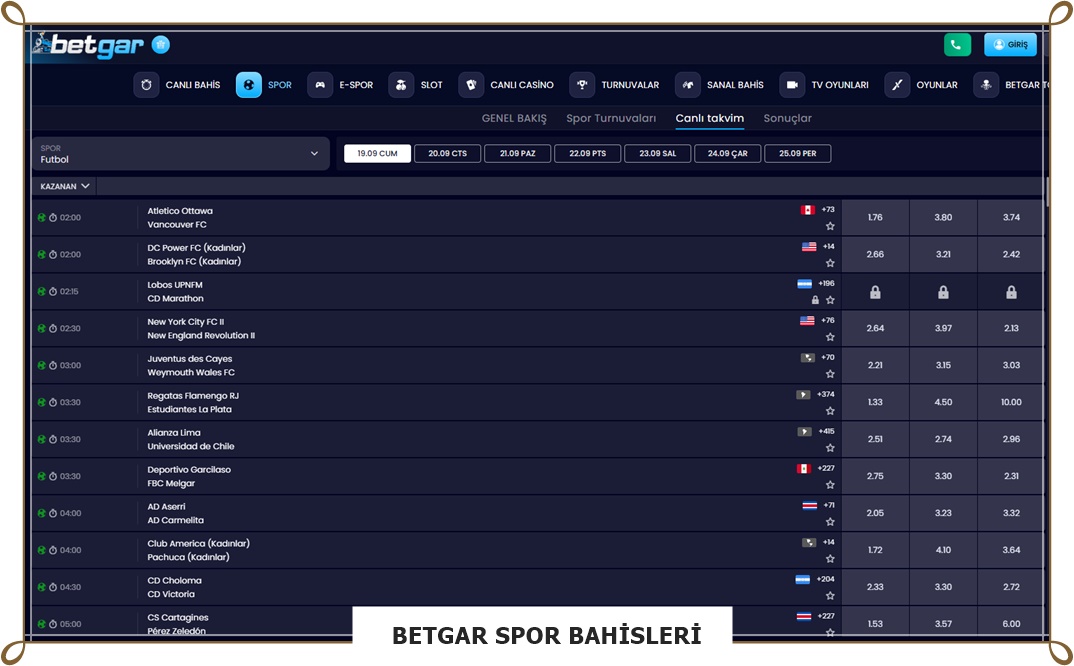 Betgar Spor Bahisleri